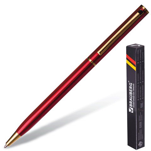 Ручка шариковая Brauberg Slim Burgundy линия 0,7 мм 141403