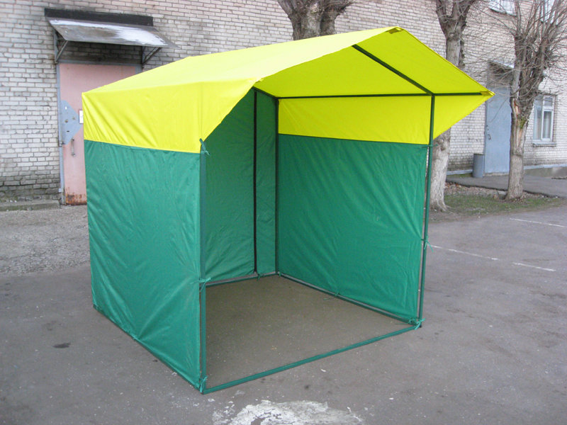 Палатка торговая Митек Домик 1,9х1,9 (разборная) (2 места) (Желтый/Зеленый)