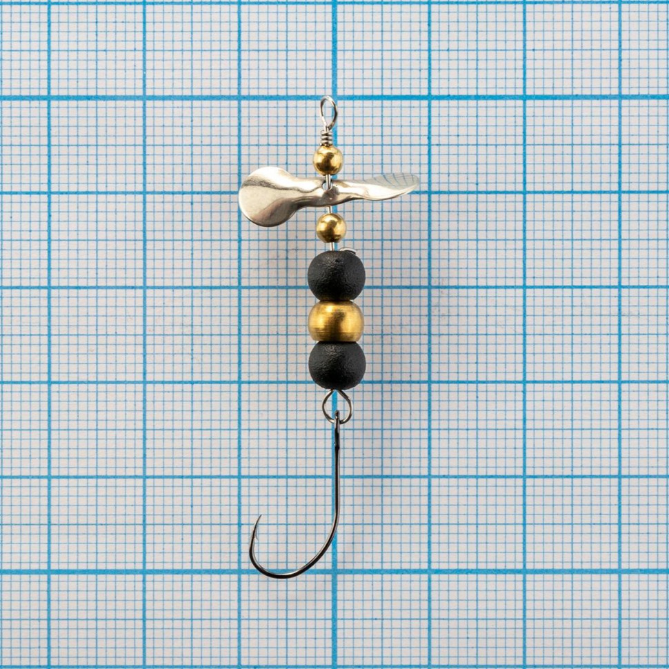 Мини блесна вертушка Premier Fishing Micro-turbo 1,8г, цвет ТЧ черные шарики