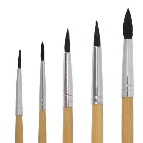 Кисти Brauberg 5 шт (белка, круглые № 1, 2, 3, 4, 5) 200217