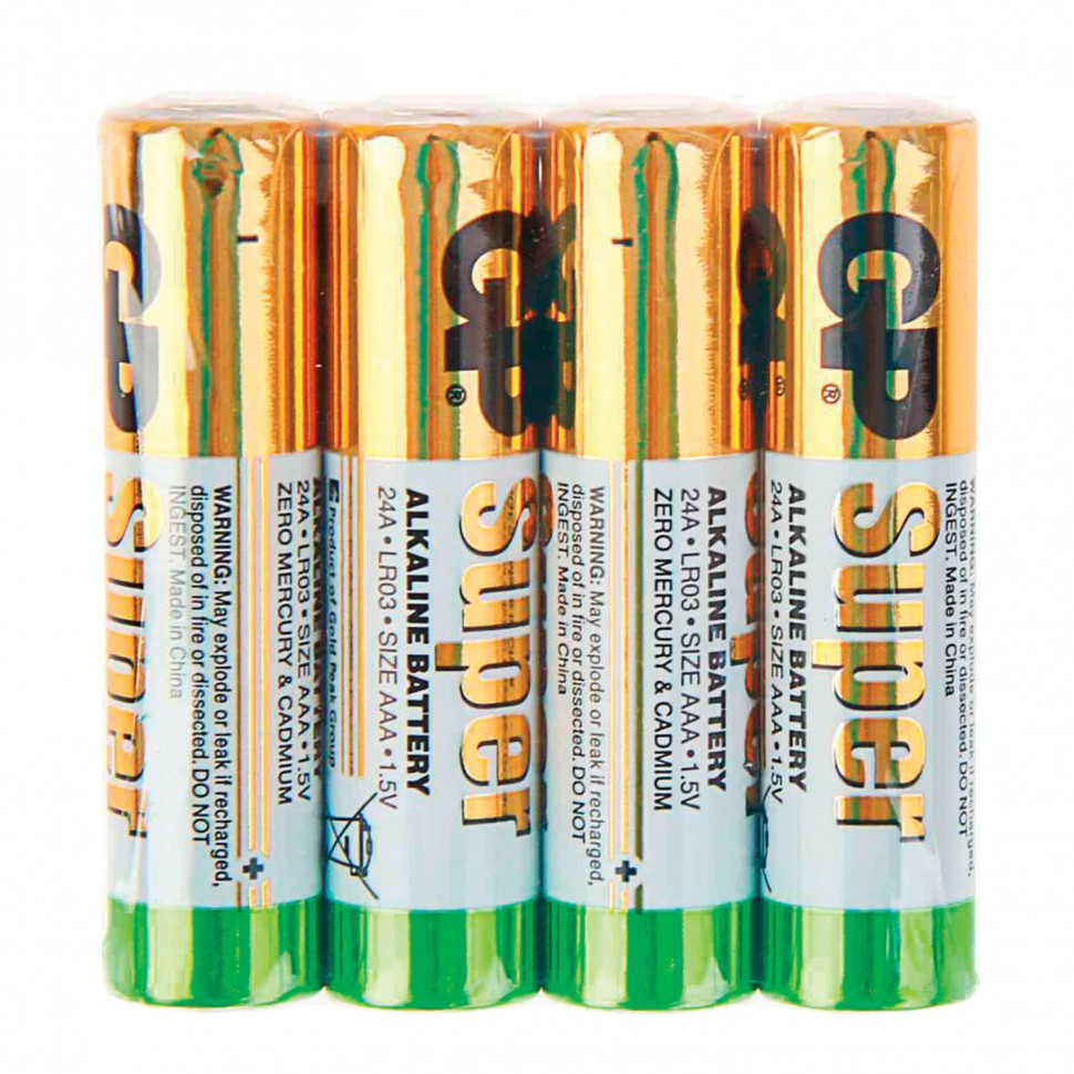 Батарейки алкалиновые GP Super LR03 (AAA) 4 шт 24ARS-2SB4