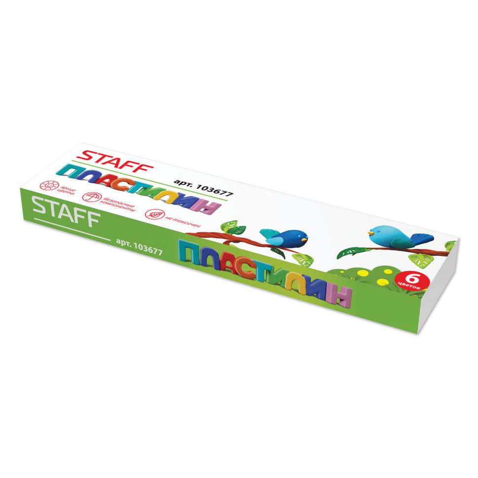 Пластилин классический Staff 6 цветов 60 г 103677